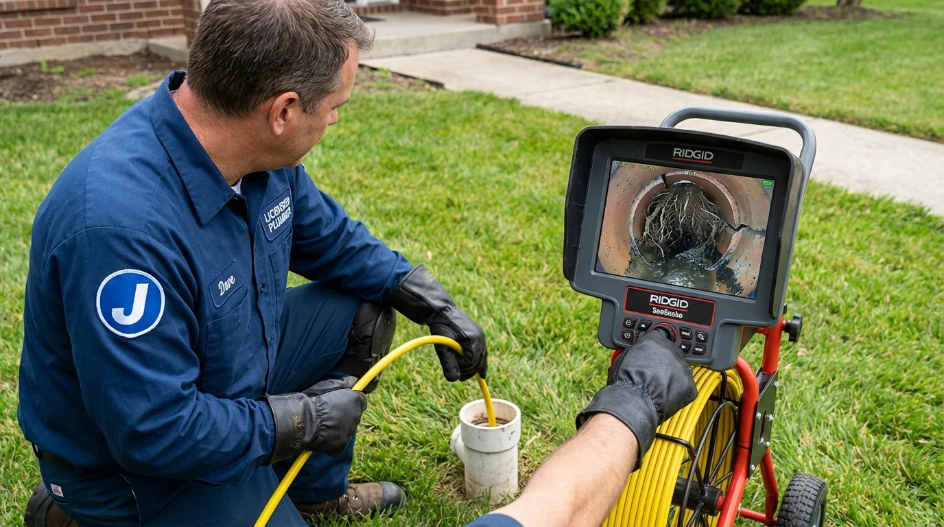 Sewer camera inspection being performed by Johns Plumbing LLC in Paint Rock