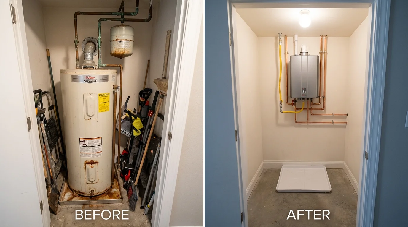 Tank water heater versus wall-mounted tankless unit comparison for Paint Rock, TX homeowners